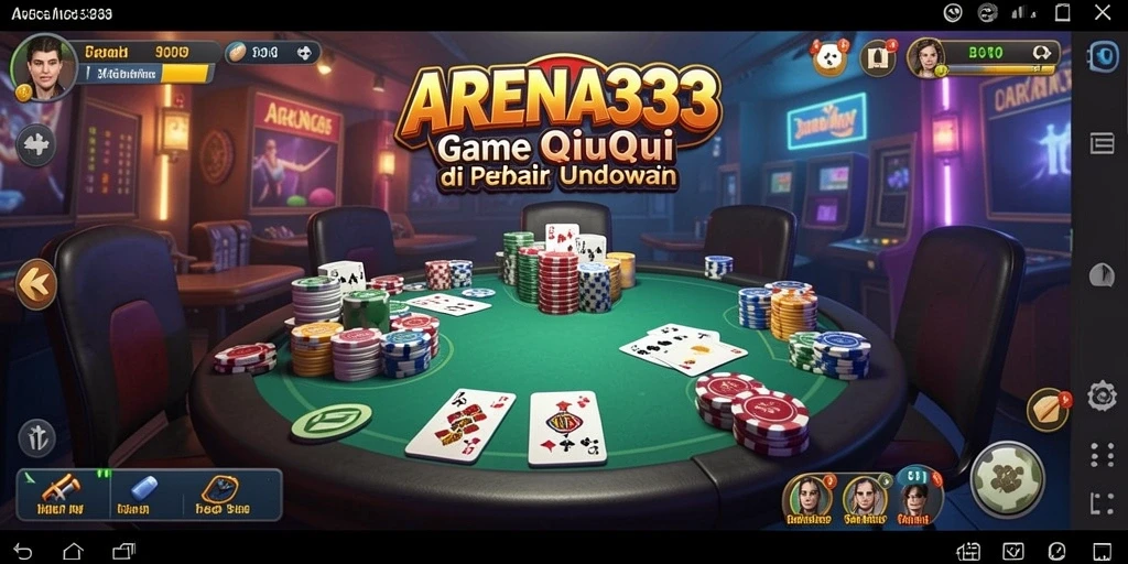 Screenshot utama ARENA333 menampilkan suasana permainan QiuQiu yang seru.