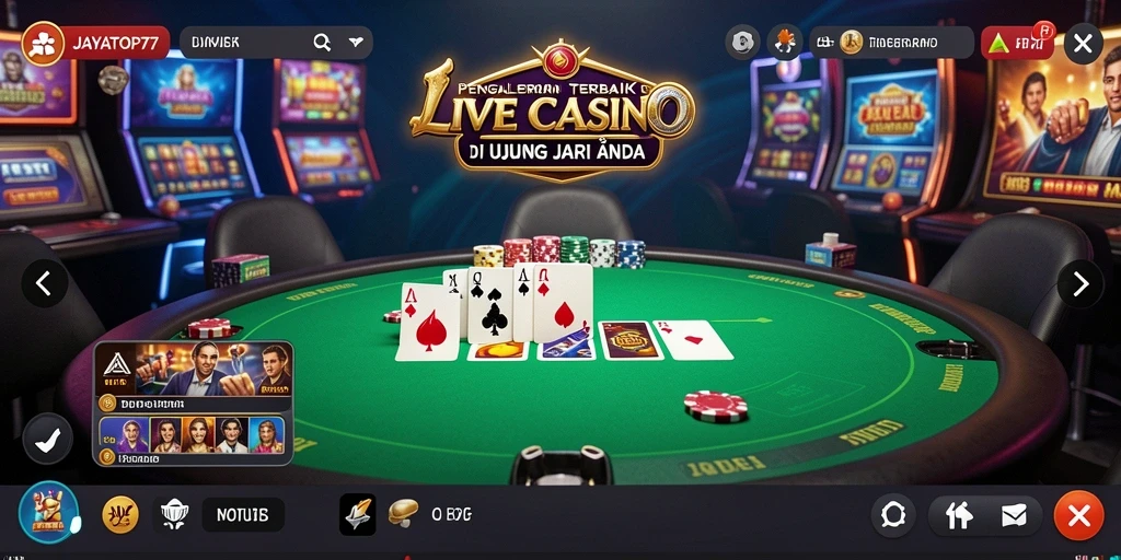 Screenshot JAYATOP77 menampilkan dealer live dan interaksi pemain.