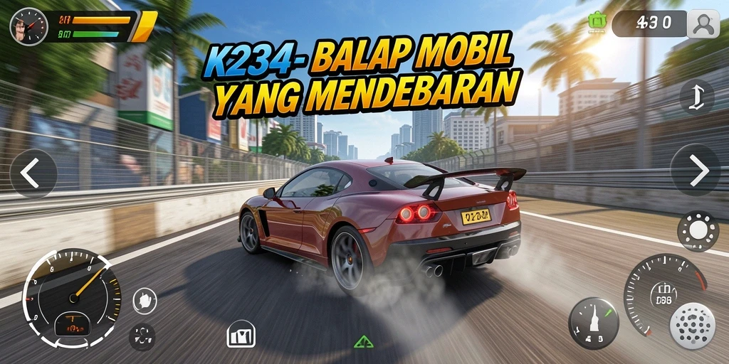 Screenshot menampilkan gameplay balap mobil yang seru dan penuh aksi.