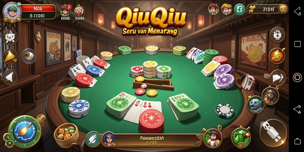 Screenshot utama N06 menampilkan aksi seru dalam permainan QiuQiu.