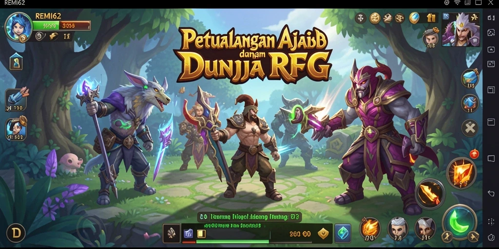 Screenshot gameplay <strong>REMI62</strong> menampilkan pertempuran epik dan petualangan yang mendebarkan.