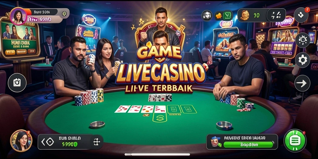 Screenshot gameplay S80 menunjukkan dealer langsung yang ramah di meja permainan.