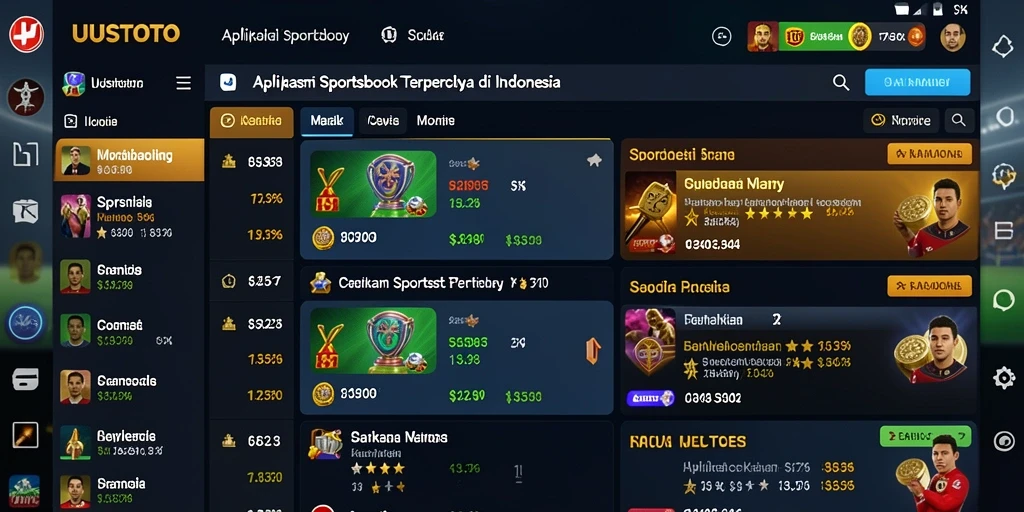 Tampilan antarmuka aplikasi UUSTOTO dengan fitur sportsbook.